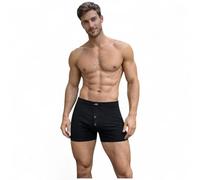 MISHOO Men's Cotton Boxer Shorts Button Fly Underwear, Lightweight, Breathable with Elastic Waistband, Men Trunk Boxer Underwear Feel Every Day Comfort (UK, Alpha, XXL, Regular, Regular, 6, Black)