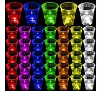 mishunyus 40 Pcs Glow Party Cups,16 oz Plastic Cup Favors for Neon Party Supplies Decoration,Glow In The Dark Cups Neon Party,20th 30th 40th 50th 60th Birthday Party, 7 Colors