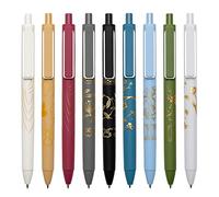 MiSiBao 0.7mm Black Ink Gel pen Refillable & Retractable Gel Ink Rolling Ball Pens Gilding process pattern gel pen (9-pack)