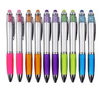 MiSiBao Stylus Pens for Touch Screens, Medium Point Pens with Crystals for Women and Kids Black Ink Pen with Stylus Ballpoint Pens with Comfort Grip for The Ipad(10 Count+4 Refills)