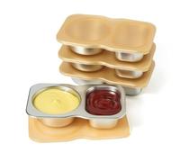 Misichao 2-Compartment Snack Containers with Lids, Small Food Container Reusable Snack Box Condiment Containers, Dip Sauce Pots for Office, School, Travel 4 Pack