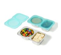Misichao 2-Compartment Snack Containers with Lids, Small Food Container Reusable Snack Box Condiment Containers, Dip Sauce Pots for Office, School, Travel 2 Pack