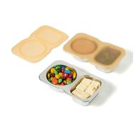 Misichao 2-Compartment Snack Containers with Lids, Small Food Container Reusable Snack Box Condiment Containers, Dip Sauce Pots for Office, School, Travel 2 Pack