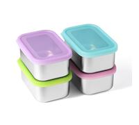 Misichao 4 Pack Stainless Steel Food Container 400ml, Bento Lunch Box
