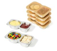 Misichao Double Compartment Snack Containers with Lids, Reusable Condiment Containers, Dip Sauce Pots Small Food Container for Office, School, Travel 6 Pack