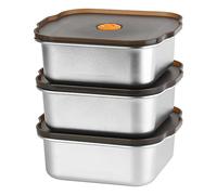 Misichao Stainless Steel Food Storage Containers Airtight Lids 700 ml 3 Pack Reusable Meal Prep Containers BPA Free Bento Lunch Box Stackable Salad Box - Freezer and Dishwasher Safe