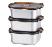 Misichao Stainless Steel Food Storage Containers with Airtight Lid | 450 ml Small Freezer Pots Reusable Meal Prep Container Leak-Proof, Stackable & BPA-Free - Freezer and Dishwasher Safe 3 Count
