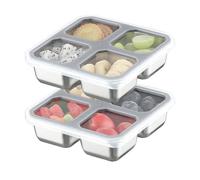 Misichao Stainless Steel Snack Boxes with 4 Compartments | Reusable Snack Containers Small Bento Lunch Box for Kids Adults Divided Meal Prep Containers for School Work and Travel 2 Pack