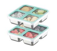 Misichao Stainless Steel Snack Boxes with 4 Compartments | Reusable Snack Containers Small Bento Lunch Box for Kids Adults Divided Meal Prep Containers for School Work and Travel 2 Pack
