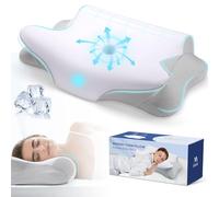 Misiki Cervical Neck Pillow, Memory Foam Contour Pillow with Roll Side for Side Back Stomach Sleepers, Orthopedic Ergonomic Pillow for Neck Pain Relief with Pillowcase