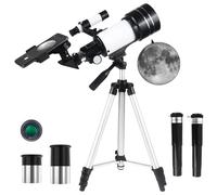 Misilmp Astronomical Telescope for Adults/Kids, 70mm Aperture 300mm Refractor Telescopes with Finder Scope, Tripod, Phone Holder, Portable Travel Telescope for Astronomy Beginners & Kids (White)