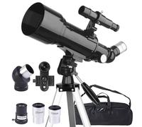 Misilmp Astronomy Telescope for Adults, Astronomical Telescopes 70mm Aperture 400mm Portable Refractor Taking for Outdoor Telescopes with Tripod, Phone Holder & Carry Bag for Kids Beginner (Black)