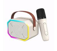 Misilmp Karaoke Machine Kids with Microphone, Karaoke Portable Bluetooth Speakers Wireless Karaoke Machine with LED Lights & Voice Changing Effect Gifts for Girls Boys Party Picnic Home KTV (Beige)