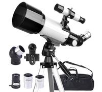 Misilmp Telescope for Adults Astronomy, Astronomical Telescopes 70mm Aperture 400mm Portable Refractor Telescope Outdoor Telescopes with Tripod, Phone Adapter & Carry Bag for Kids/Beginners (White)