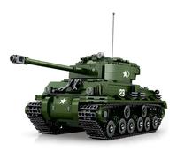 MISINI 77030 M4A3E8 Sherman Medium Tank Building Block Kit, 1:30 Scale Adult Model, Green, 836 Pieces, Includes Tank World Game Item Exchange Card, Perfect for Military Enthusiasts, Adults, 14+
