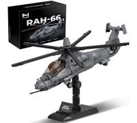 MISINI M8022 1:35 U.S. Army RAH-66 Comanche Stealth Armed Helicopter Building Blocks Set, 1068 Pcs Military Aircraft Model with Base, Collectible Display Gift for Adult Hobbyists and Collectors