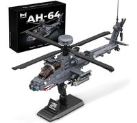 MISINI M8023 AH-64 Apache Longbow Attack Helicopter Building Blocks Set, 1383 Pieces of Military Army Armed Helicopter Building Block Kit, 1:35 Scale, Adult Collection Display Toy Gift Model Airplane