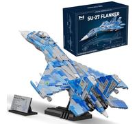 MISINI M8025 SU-27 Flanker Fighter Jet Building Blocks Set, 2345 Pieces Military Fighter Jet Model, 1:35 Scale Collectable Airplane Model Gifts for Display, With Stand and Nameplate