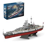 MISINI Technik FC4201 German Battleship Bismarck Clamping Blocks, 2081 PCS/MOC Large WWII German Military Warship Marine Battleship Model for Adults, Compatible with Major Brands