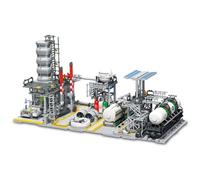 MISINI Technik M6014 3-in-1 City Chemiefabrik Clamping Blocks Kit, 2142 Building Blocks Including Natural Gas Storage, Laboratories, Transport Station Model, Factory Building Blocks Set, Christmas