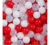 MISIOO Balls for Ball Pit, Pack of 5000, Balls Diameter 6 cm, Plastic Balls Made of 100% LDPE, White/Transparent/Red