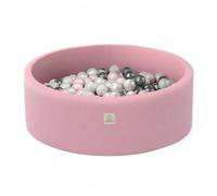 MISIOO Smart Ball Pit, Children's Ball Pit for Baby Room, 150 Balls for Ball Pit, Baby Toy, Machine Washable, Oeko-Tex, 90 x 30 cm, Pink, Pink/White/Silver Balls