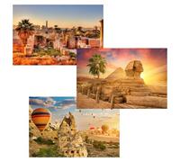 MISITU 3 Pack 150-Pieces Mini Jigsaw Puzzles for Adults Egypt Challenging Game Travel Puzzle Home Decoration