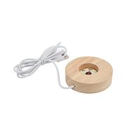 Miskall LED Light Base, Oak Wood USB Powered Round LED Light Desktop Display Base Stand Ornament Powered by USB for Crystal Ball Jewelry Glass Resin Art Vase Acrylic