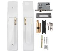 Miskall Locking Door Handle Set, Easy To Install Entrance Door Lever Handle with Key for Bathroom Bedroom White, Entry Handle and Deadbolt Lock Set for Right Left Sided Doors