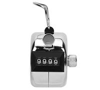 Miskall Metal Hand Tally Counter, Hand Tally Counter 4-Digits Silver Aluminium Alloy Handheld Counters Clicker Counter Handheld Pitch Click Counter Number Count with Hook