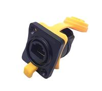 Miskall Panel Mount Connector, 90 Degree Industrial Network Pass Through Socket for Security Monitoring and Industrial Equipment Durable Copper Material (Black)