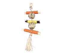 Miskall Parrot Chewing Toys, Safe Corn Husk Cage Hanging Biting Stress Relief Anxiety Reduction Fun Durable Tear Colorful String Combination for Birds Hamsters Rabbits (Sweet Bamboo Ball String)