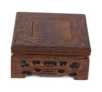 Miskall Square Teapot Pedestal, Wooden Small Delicate Teapot Base Stand Solid Oriental Vase Bonsai Decoration for Home Office(8x8x3.7 cm)