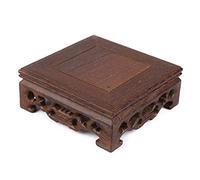 Miskall Square Teapot Pedestal, Wooden Small Teapot Base Wooden Vase Stand Solid Oriental Vase Bonsai Decoration for Home Office(10x10x3.7 cm)