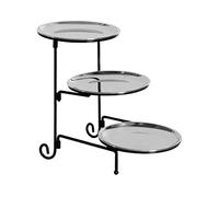 Miskall Stylish 3 Tier Stainless Steel Fruit Bowl, Elegant Fruit Stand for Organizing Fruits, Breads, and Snacks, Modern Decorative Kitchen Centerpiece (Silvery)