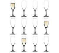 LAV 12x 190ml Misket Glass Champagne Flutes - Reusable Wedding Anniversary Birthday Hen Party Prosecco Wine Cocktail Drinking Glasses Set