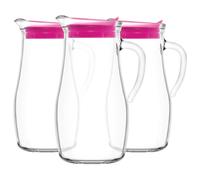LAV 1.8L Misket Glass Water Jugs with Silicone Lid - 3x Large Kitchen Juice Milk Iced Tea Drinks Fridge Pitcher Dispenser Container Carafe Bottle