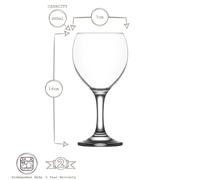 LAV 12x 260ml Misket Red Wine Glasses - Large Dishwasher Safe Glass Wedding Christmas Birthday Party Drinking Glassware Goblet Gift Set