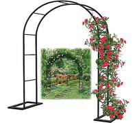 MISKYN Garden Arbor Arch Steel Frame Weather Resistant Metal Archway for Climbing Plants, Free Standing Trellis Pergola 1.2M 1.4M 1.8M 2.4M 3M 3.5M Wide Garden Arch,Black,W1.4M*H2.3M