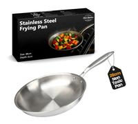 MISL HOME - Triple Layer Stainless Steel Pan - 26cm Frying Pan - Heavy Duty Stainless Steel Frying Pans with Firm Handle for Everyday Home Cooking and Searing - Ideal for Fish, Meats, and Family Meals