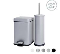 Mismatched Toilet Brush & Bin Set Harbour Housewares Grey One Size