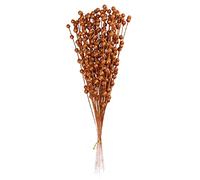 MISNODE 100 Pcs Artificial Holly Berries, 40cm Fake Christmas Stems, Burgundy Berry Picks Holly Berries Branches, Artificial Glitter Berry Stem Ornaments, Orange