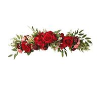 MISNODE 25.6in Wedding Arch Flowers, Artificial Peony Flower Swag, Faux Silk Rose Floral Swags with Leaves, Spring Swag for Lintel Front Door Decor, Red