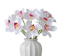 MISNODE 2PCS Orchids Artificial Flowers, Faux Cymbidium Orchids Flower Stems, Fake Orchid Flowers Bouquet for Home Wedding Party Table Decor Floral Arrangement (D)