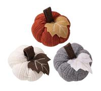 MISNODE 3 PCS Crochet Pumpkin, Faux Fall Pumpkins Knit Pumpkin Decor, Halloween Crochet Handmade Pumpkins, Autumn Decorative Fabric Pumpkins, Decorative Bowl Fillers Fall Decor