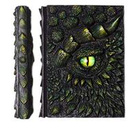MISNODE 3D Dragon Hardcover Sculpture Diary, Handmade Magic Resin Hand Account Book, Diary Notepad Sketchbook, Dragon Gifts for Women & Men A5, Green