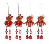 MISNODE 4 PCS Gingerbread Man Ornaments, Assorted Plastic Gingerbread Figurines Ornaments, Xmas Ginger Man Tree Hanging Decorations, Baking Gingerbread Man Christmas Ornaments