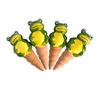 MISNODE 4 PCS Red Clay Plant Watering Devices, Automatic Plant Waterer Lazy Watering Drip Irrigation Equipment Watering Globe Set for Home Vacation(Frog)