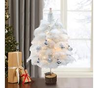 MISNODE 45cm Mini White Christmas Tree, Tabletop Christmas Tree, DIY Christmas Tree With Tree Topper And Ball Ornaments Decor Kit, Without Lamp