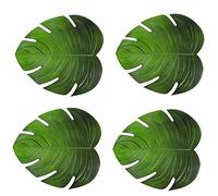 MISNODE 4Pcs Turtle Back Leaf Placemat,14.6 x 16.9inch Simulation Tropical Palm Leaf Place Mats,Artificial Plant Leaves Table Mats for Table Decor